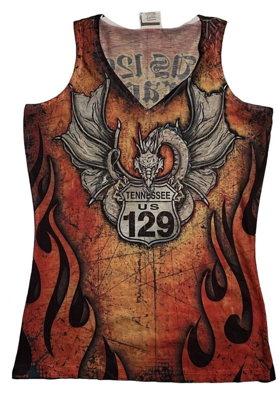 Harley Davidson Tallassee Smokey Mountain TN Women's M Shirt Dragon Fire Flames